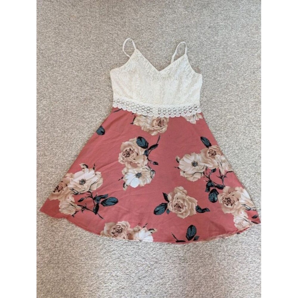 Shein size large dress with floral skirt and adjustable straps
